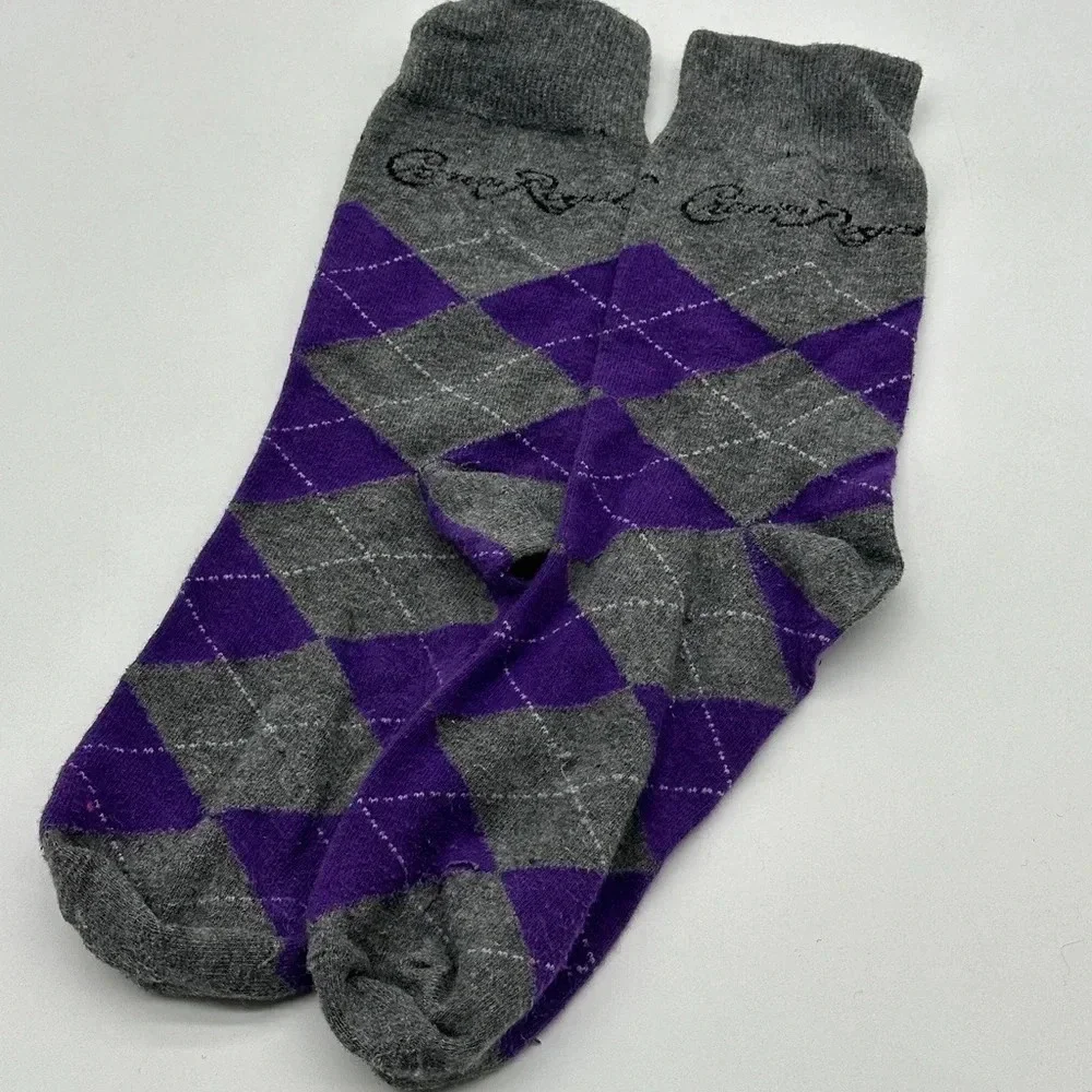 Men's‎ Purple and Gray Argyle Crown Royal Socks